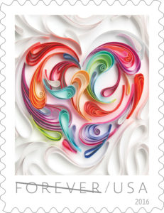 Quill Paper Heart Forever Stamp