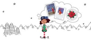 Holly the elf and 2018 holiday stamps